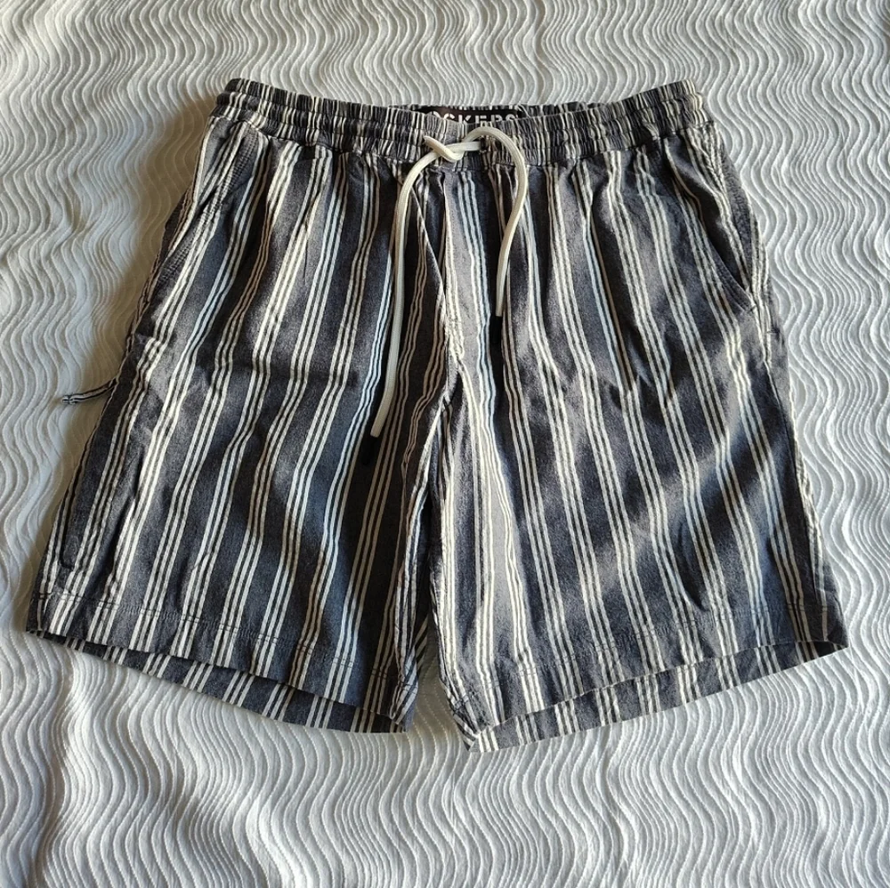 Dockers Alpha Khaki Supreme Flex Shorts Mens Medium Stripe Yacht Nautical Preppy